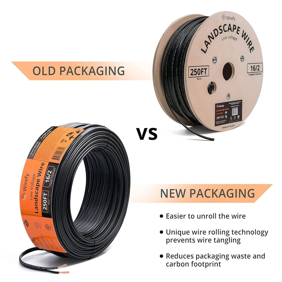 Outdoor Direct Burial 16Gauge 2Conductor Landscape Lighting Wire