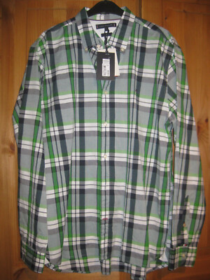 Tommy Hilfiger men's shirt size XL top new check sporty 100% cotton