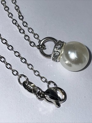 Tisento Milano,925 Silberkette+Kunstperlen-Anhänger+Steine,2.3g,L-44+1.6cm,D-1cm