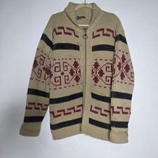 Vintage Pendleton Westerly Zip Front Cardigan Lebowski Wool Size Large Hole 