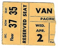 Van Halen & Rail 4/2/80 Vancouver BC Canada Pacific Coliseum Rare Ticket Stub
