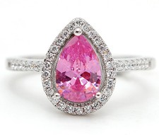 2CT Treated Pink Sapphire  Topaz 925 Genuine Sterling Silver Ring Sz 8