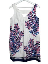 Taylor Women's Size 4 Floral Shift Dress White Blue Pink Sleeveless