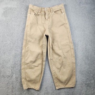 Oat New York High Rise Barrel Leg Khaki Denim Jeans Women's 8/29 Boho Balloon