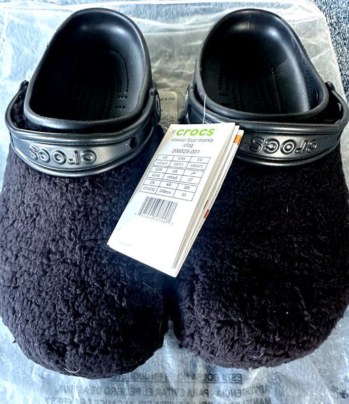 New with Tags and Bag-Crocs Classic Fuzz Mania-Women Size 11-Black