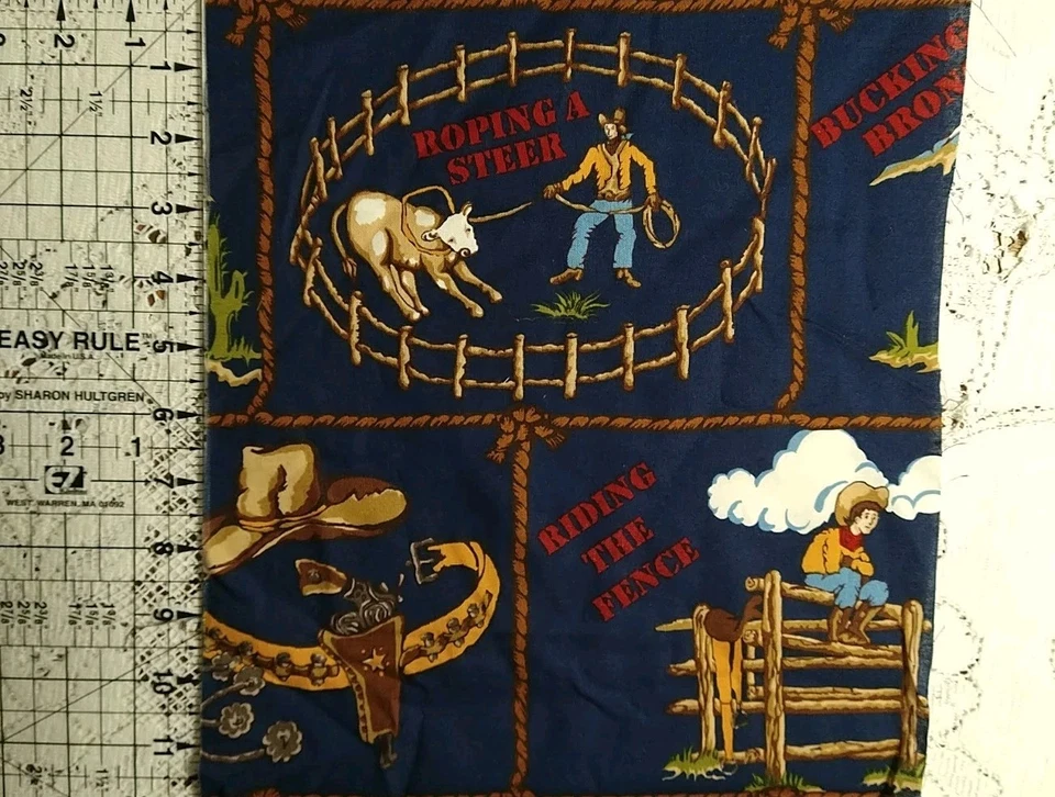 Vintage "Barn Dandy" Rodeo Cowboy Theme # 5462 By Robert Kaufman on NAVY REMNANT - Image 4 of 4