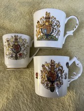Set of 3 Aynsley Fine Bone China Royal Commemorative Mugs Made In England