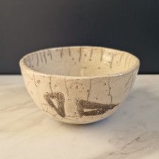 Bol En Céramique RAKU Signé DG (Signature À Identifier) Collection