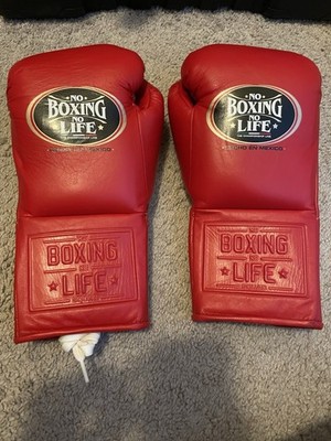 No Boxing No Life 10 oz Fight Gloves New Red Lace Up Boxing Gloves