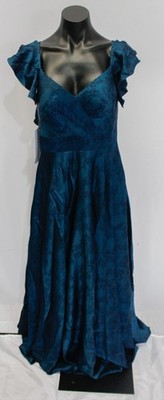 Azazie Atelier Women's Floral Jacquard Leilani Maxi Dress WR4 Navy Black Size 6