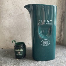 Vintage CLUNY Scotch Whisky water pub bar jug + Jameson whiskey barrel measure
