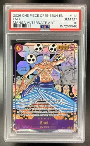 2026 One Piece Adventure on Kami's Island Enel Manga Art Alt #OP15-118 PSA 10