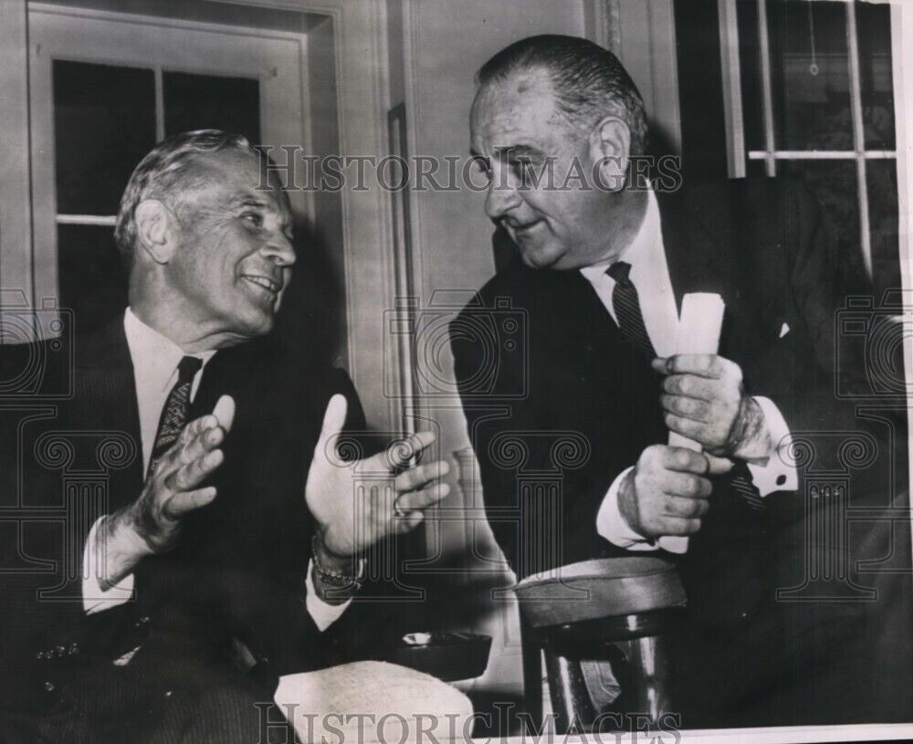 1965 Wirephoto Gen Maxwell Taylor President Lyndon Johnson White House 6x8