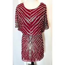 Anthropologie Maroon burgandy red Striped dress y2k 00s Sz M