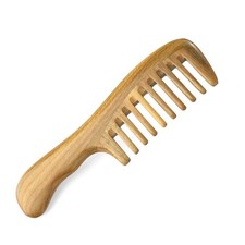 Wide Tooth Natural Sandalwood Hair Comb- No Static Wooden Detangling Comb3884