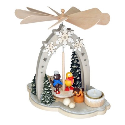 Pittiplatsch Weihnachtspyramide Holz Teelicht RATAGS Erzgebirge Handarbeit Deko