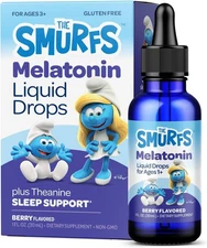 The Smurfs Melatonin Liquid Drops plus Theanine Sleep Support, Berry 1 floz