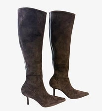 Jimmy Choo Women's Stretch Suede Knee High Boots Coffee New in Box Size 7