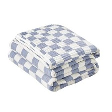 100 Cotton Throw Blanket 6-Layer Gauze Muslin Throw 50"x60" Blue Checker