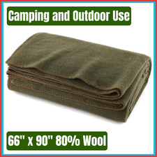 US Military Wool Blanket 80 Wool Thick Washable 66" x 90" Heavy Wool Blanket