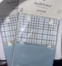 Hearth & Hand Magnolia Gingham Notecards Envelopes 12 ct ea Lot of 2 Packs New