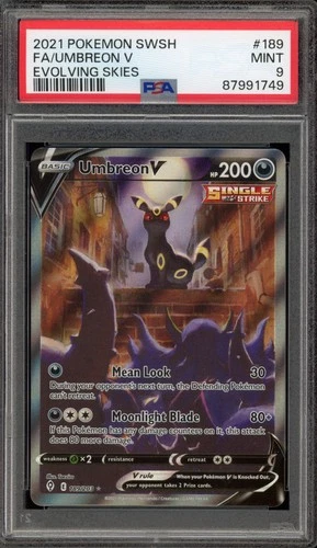 Pokemon Umbreon V Evolving Skies Full Alt Art #189 PSA 9 Mint