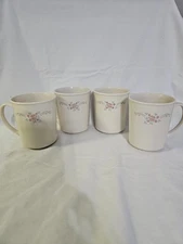 Set of 4      3.75" Corelle Corning English Breakfast  Floral Coffee Cups Mugs