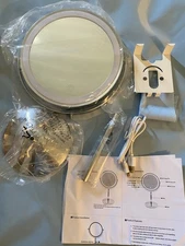 8" Makeup Mirror w/ Lights, Rechargeable 1X/10X LED Lighted Magnifying SEAEMIKO