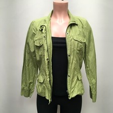 Talbots Womens Green Long Sleeve Lightweight Full Zip Mock Neck Utility Jacket 8