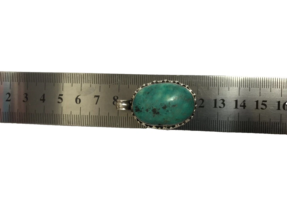 Turquoise Pendant 925 Sterling Silver Vintage Turquoise Silver Pendant - Image 3 of 4