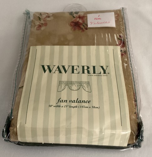 Waverly Fan Valance Floral 58" x 15" Red Flowers on Beige Background