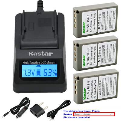 Kastar Battery LCD Fast Charger for Olympus BLS-5 & Olympus E-PL1s EPL1S Camera