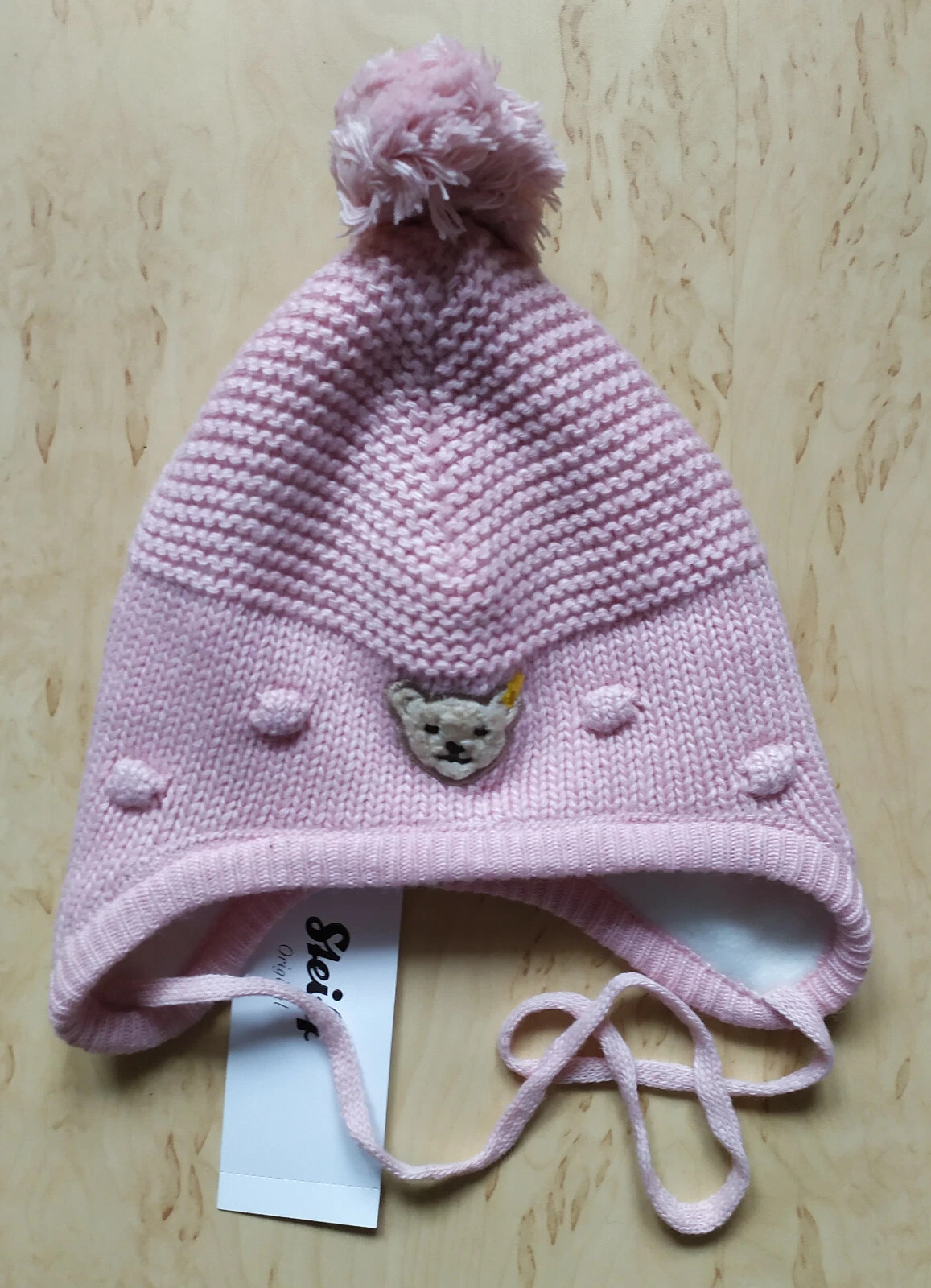 Steiff, hat, knit with fleece lining, size 43, beige or pink, new with tags