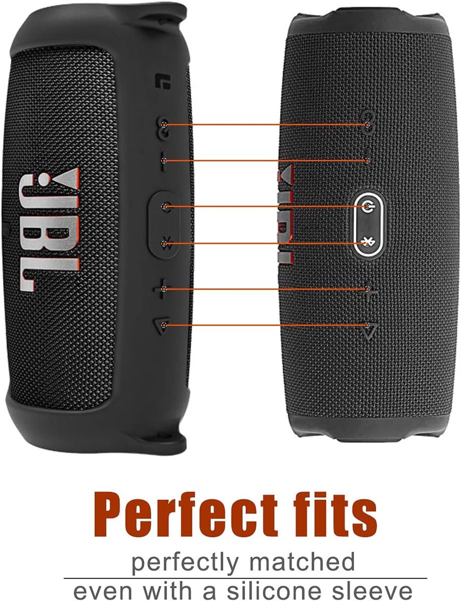 Silicone Case Cover for JBL Charge 5 Speaker,Travel Protective Carrying Gel Soft