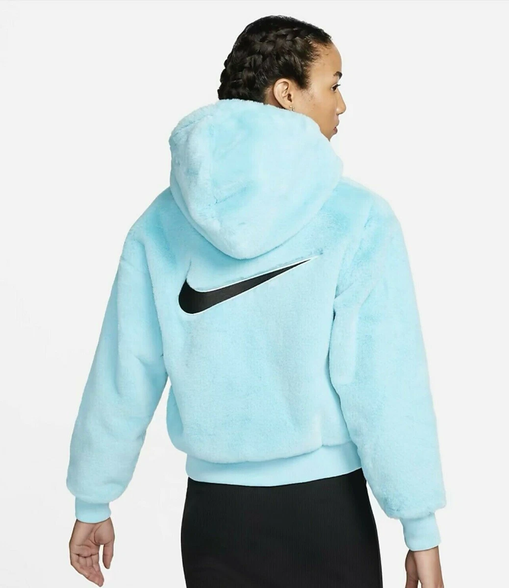 Nike Women's Sportswear Essentials Hoodie Faux Fur Rattan DD5116-206 Size L