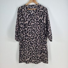 SHein womens dress size L grey leopard 3/4 sleeve Vneck 058923