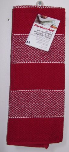 Kitchen Aid Set of 2 Red White Cotton Kitchen Towels