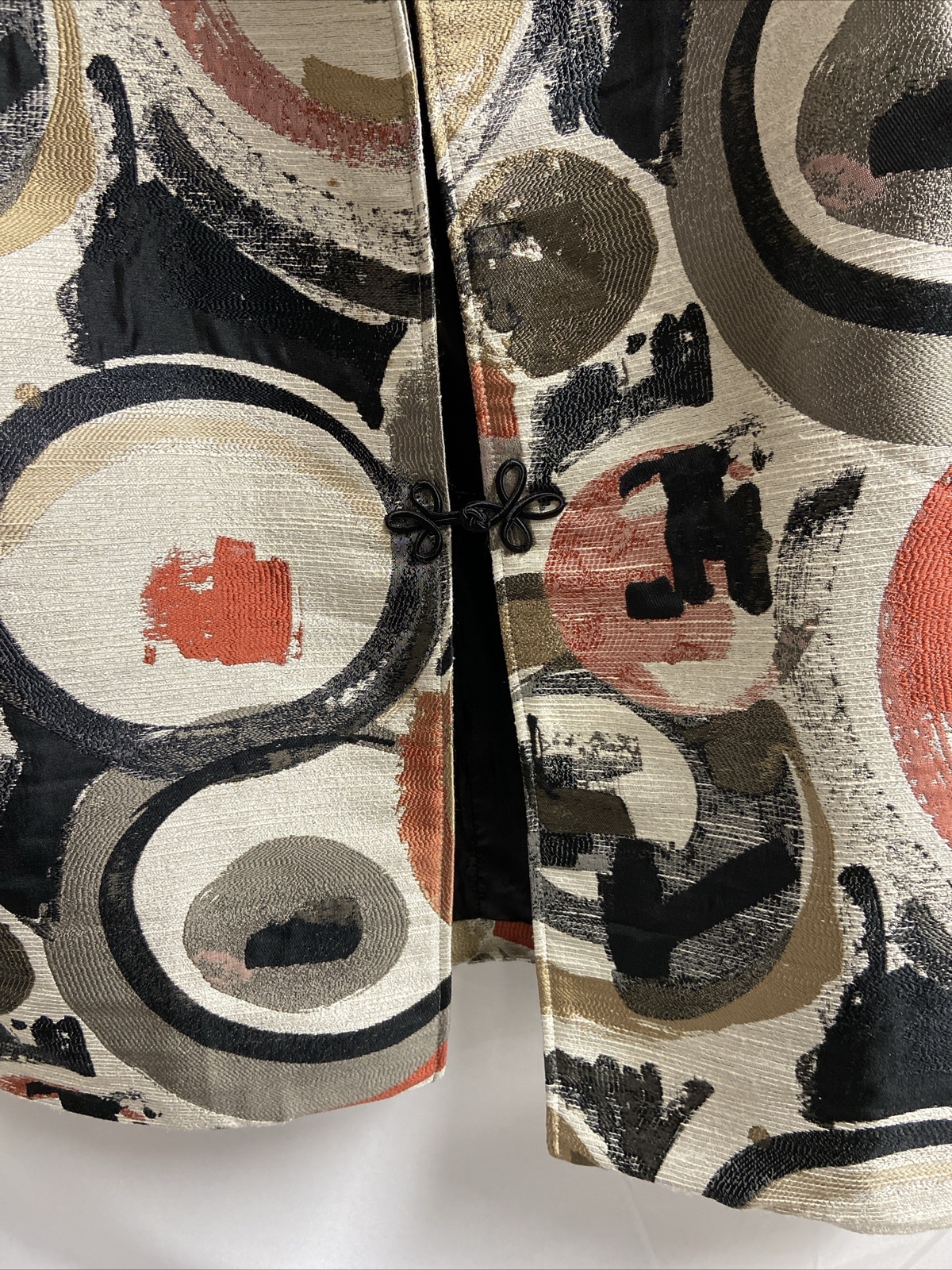 Giacca Pony Vintage Dipinta ARAZZO Southwestern Toggle Nero Marrone Taglia Media