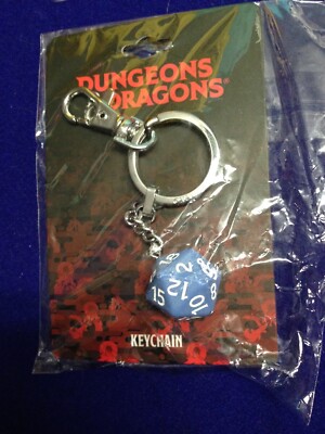 Dungeons & Dragons D20 Metal Keychain NEW Blue Dice