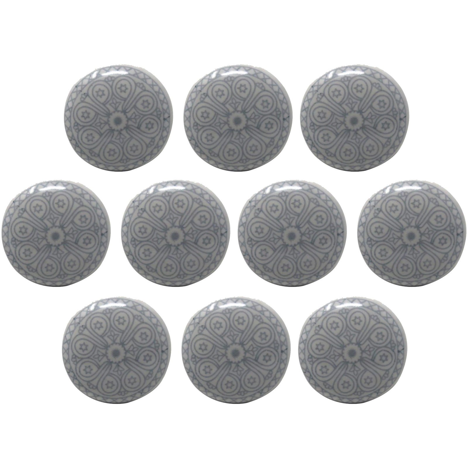 Set of 10 Vintage Ceramic Knobs Cupboard Door Drawer and Furniture Pulls for ...