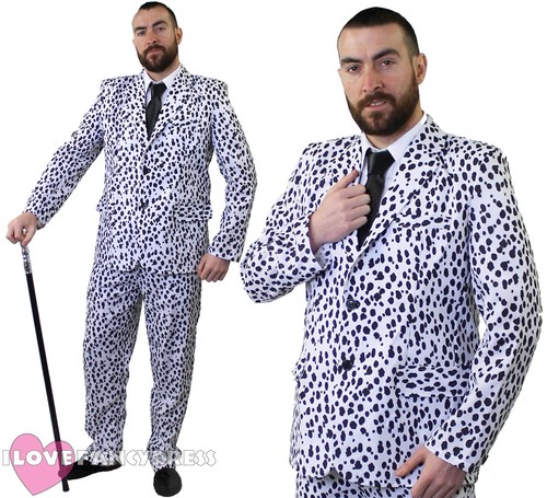 Vestido Elegante Para Hombre Traje de impresión Dálmata Chaqueta y  Pantalones Perro Disfraz De Halloween | eBay