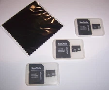 Lot of 3 New 4GB Micro SD Memory Cards, 4 GB MicroSD + Cleaning Cloth - USA