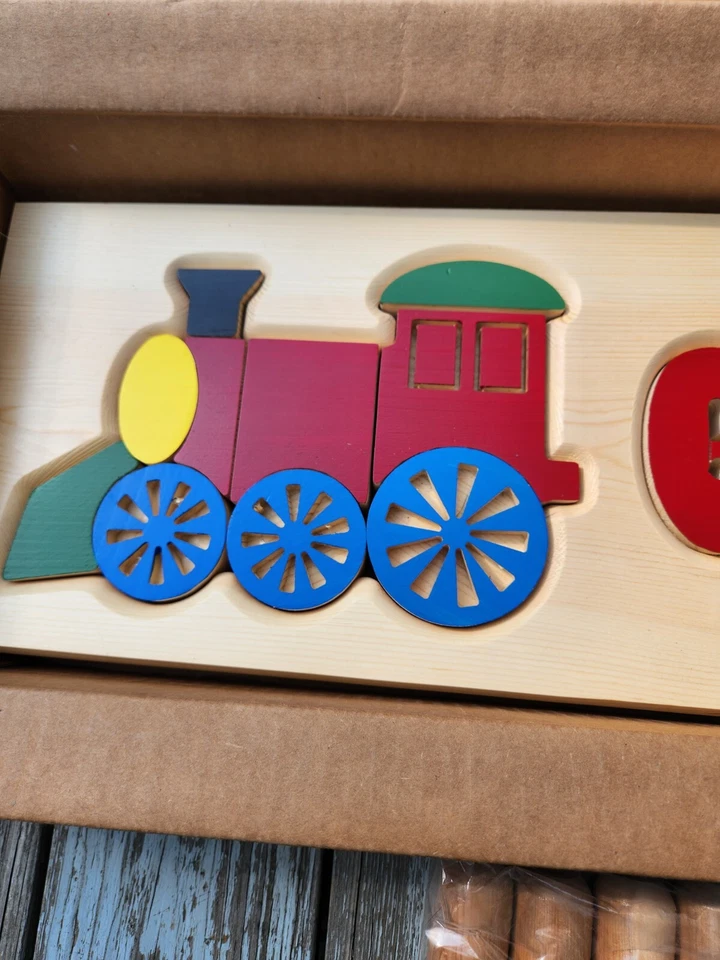 NEW Damhorst Toys Childs Name Step Stool Griffin w/ TRAIN Colorful Birch Wood - Image 3 of 3