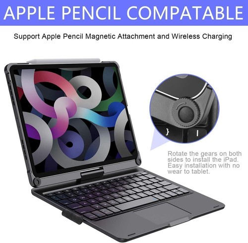 For iPad Air 5th/4th Generation/Pro 11inch Backlit Rotate Touchpad Keyboard Case - 第 17/70 張圖片
