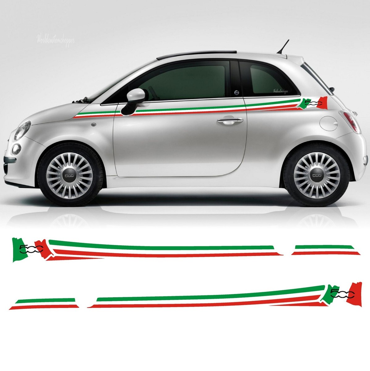 Kit Autocollants Fleurs Pour Voiture - Vinyle Brillant, 17 Pièces - Compatible Avec Fiat 500 Et Autres Modèles - Pour Personnalisation Latérale, Durée 5-7 Ans - 10