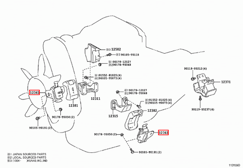 Genuine Hilux KUN35 KUN26 KUN25 2KD 2.5 Diesel 1KD 3.0 Diesel Front Engine Mount - Picture 7 of 12