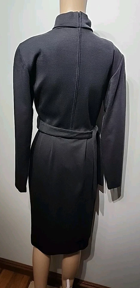 Vtg Christian Dior  Black Wool Turtleneck Sheath Dress Long Sleeve Size IT 42/8 - Image 4 of 4
