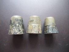 3 Vintage Sterling Silver Sewing  Thimbles Si...