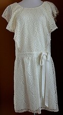 Anna Sui Ivory Lace Ruffle Tie Waist Romantic Dress NWOT S