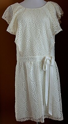 Anna Sui Ivory Lace Ruffle Tie Waist Romantic Dress NWOT S | eBay